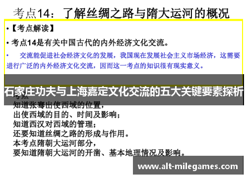 石家庄功夫与上海嘉定文化交流的五大关键要素探析